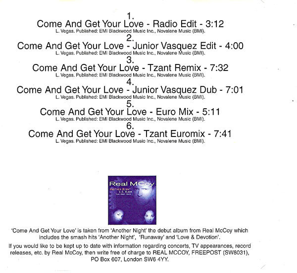 Real McCoy : Come And Get Your Love (CD, Single)