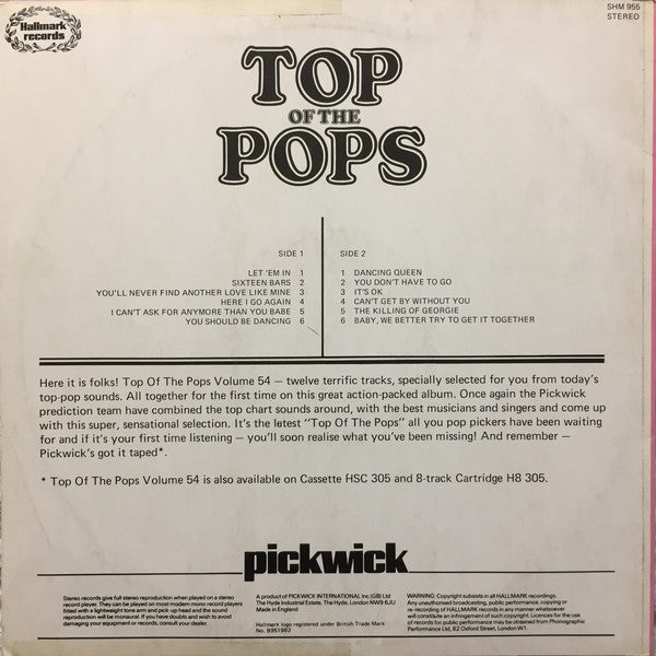 The Top Of The Poppers : Top Of The Pops Volume 54 (LP, Album)