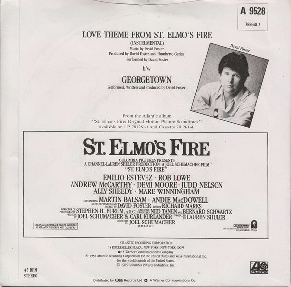 David Foster : Love Theme From St. Elmo's Fire (7", Single)