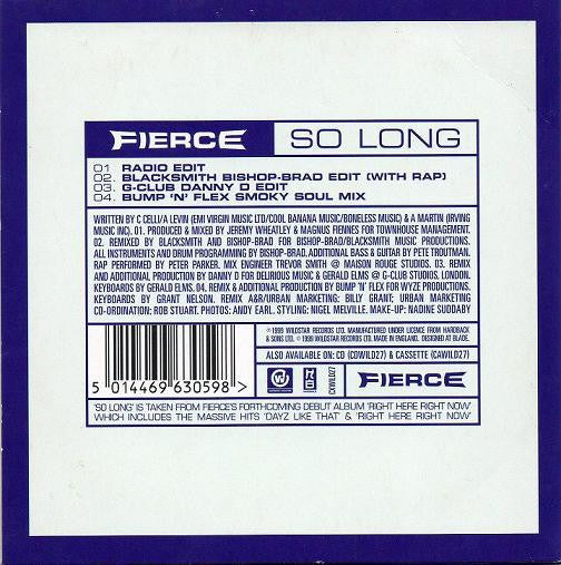 Fierce (2) : So Long (CD, Single, Car)