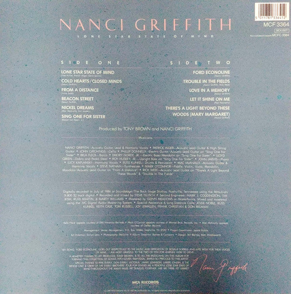 Nanci Griffith : Lone Star State Of Mind (LP, Album)