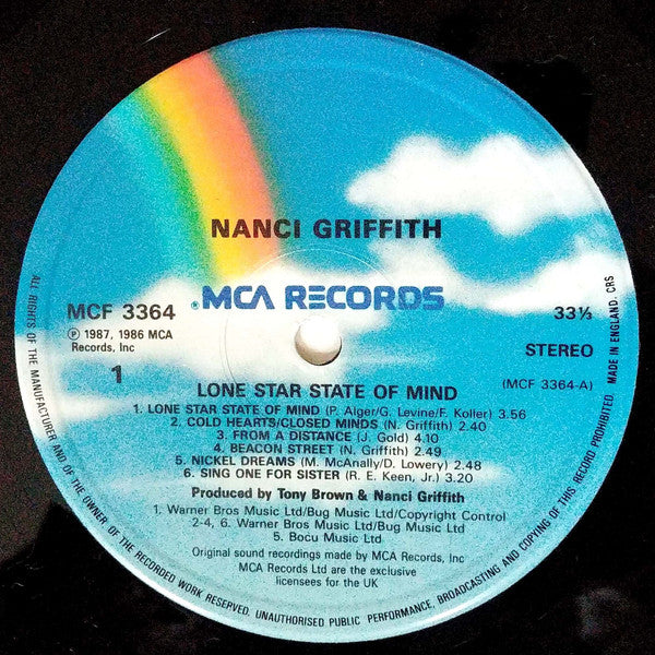 Nanci Griffith : Lone Star State Of Mind (LP, Album)