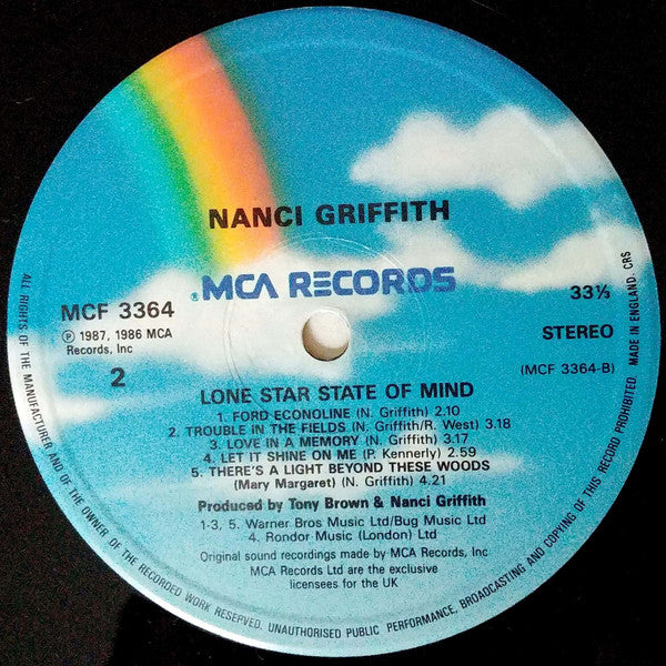 Nanci Griffith : Lone Star State Of Mind (LP, Album)