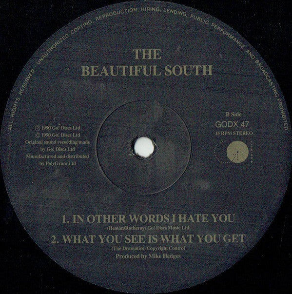 The Beautiful South : A Little Time (12", Single)