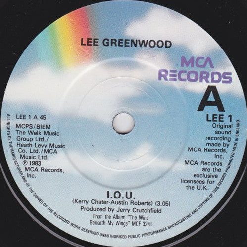 Lee Greenwood : I.O.U. (7", Single)