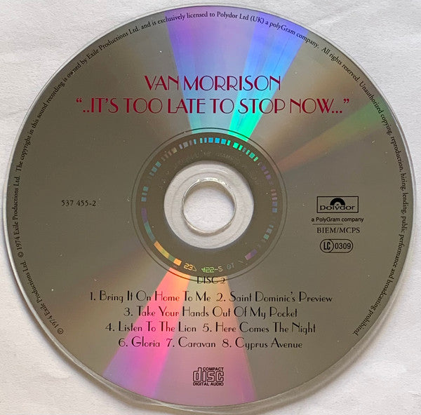 Van Morrison : It's Too Late To Stop Now (2xCD, Album, RE, RM)