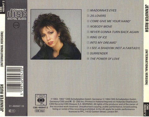 Jennifer Rush : Jennifer Rush (International Version) (CD, Album, RE)