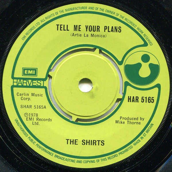 The Shirts : Tell Me Your Plans (7", Single)