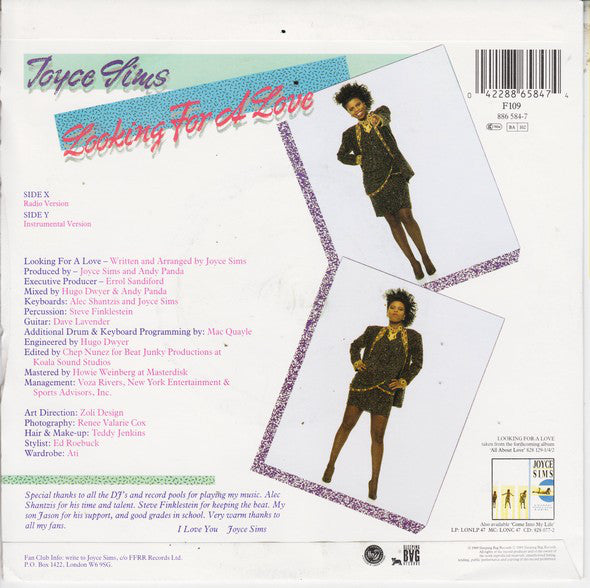 Joyce Sims : Looking For A Love (7", Single, Sil)