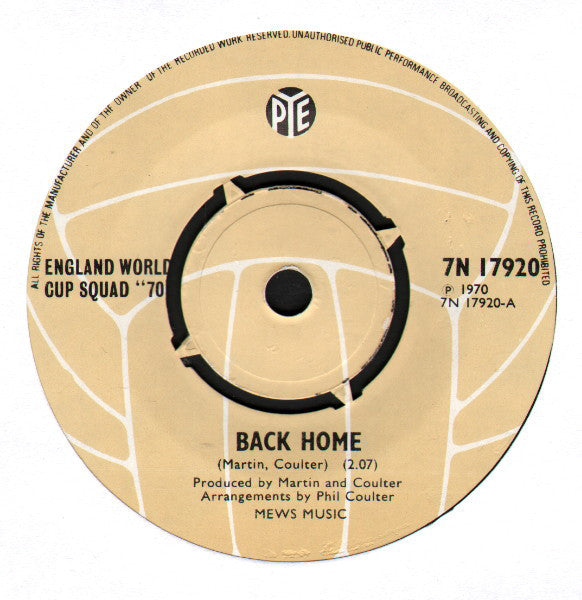 The England World Cup Squad : Back Home (7", Single, Pus)