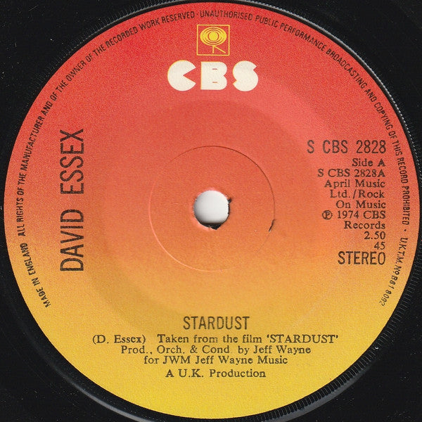 David Essex : Stardust (7", Single, Sol)