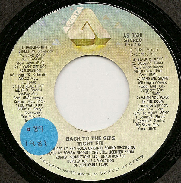 Tight Fit : Back To The 60's (7", Single)