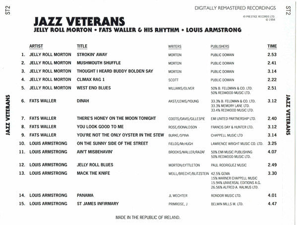 Various : The Sunday Times Music Collection - Jazz Veterans (CD, Comp, RM)