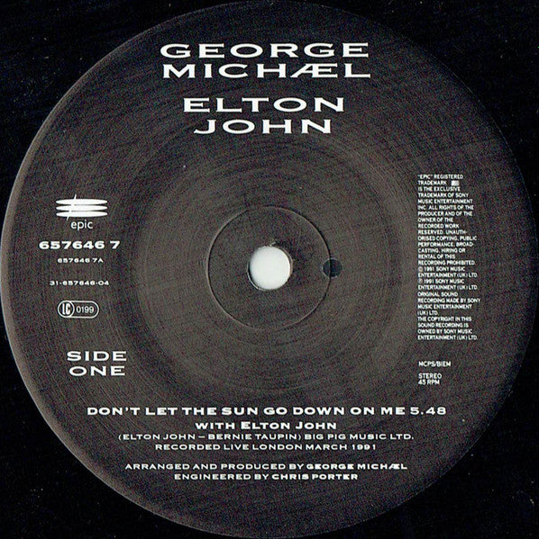 George Michael, Elton John : Don't Let The Sun Go Down On Me (7", Single, Sol)