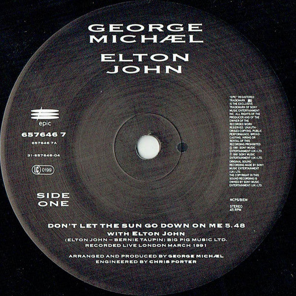 George Michael, Elton John : Don't Let The Sun Go Down On Me (7", Single, Sol)