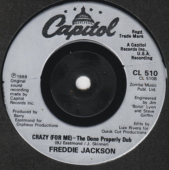 Freddie Jackson : Crazy (For Me) (7", Single)