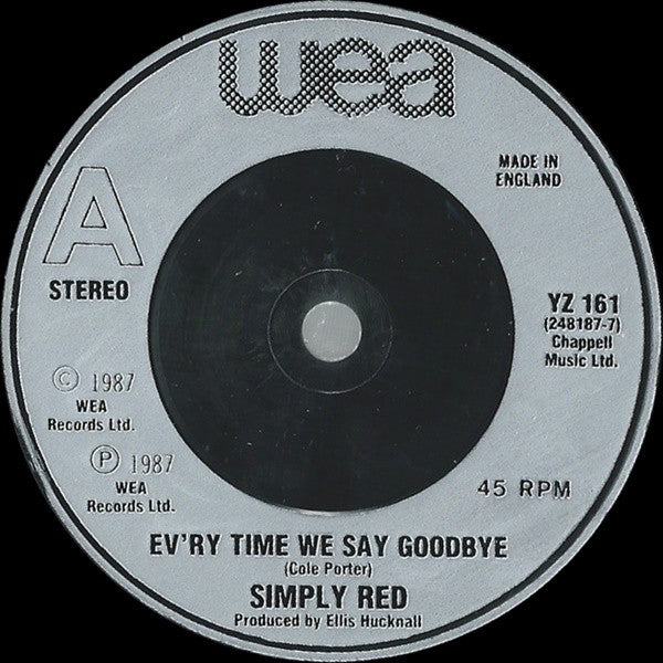 Simply Red : Ev'ry Time We Say Goodbye (7", Single, Sil)