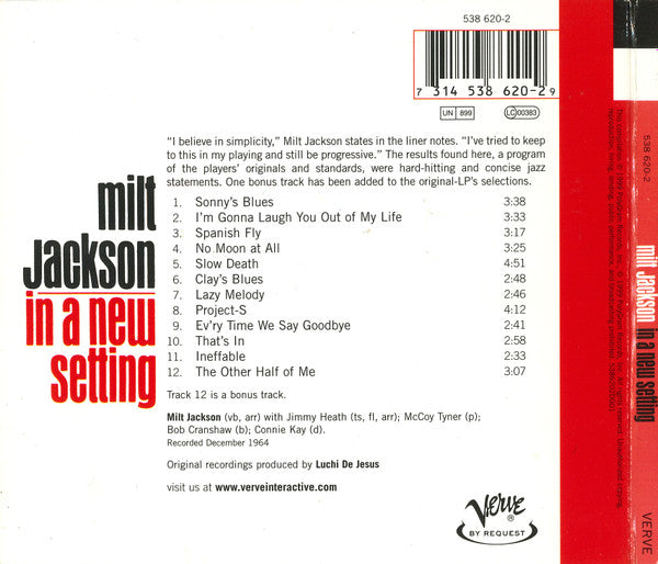 Milt Jackson : In A New Setting (CD, Album, RE, RM, Dig)