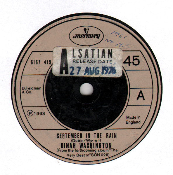 Dinah Washington : September In The Rain  (7")