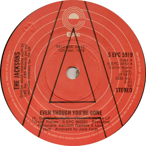 The Jacksons : Even Though You're Gone (7", Single, Promo)