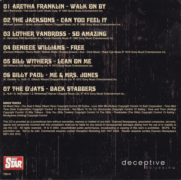 Various : Soul Volume 1 (CD, Comp, Promo)