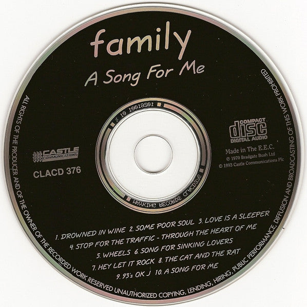 Family (6) : A Song For Me (CD, Album, RE)