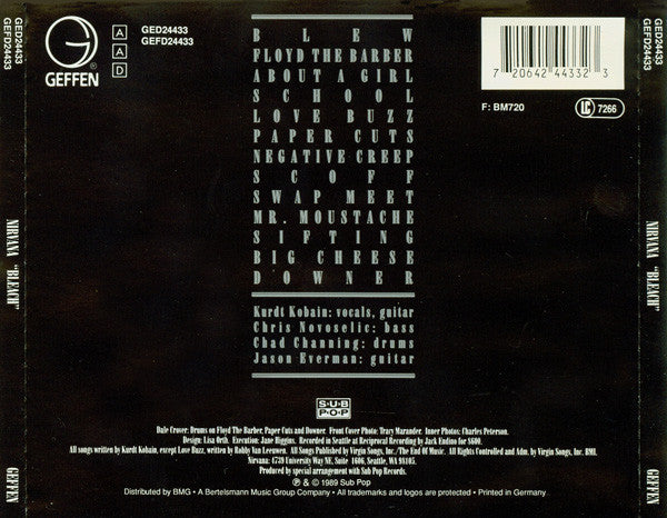Nirvana : Bleach (CD, Album, RE, RP, Son)