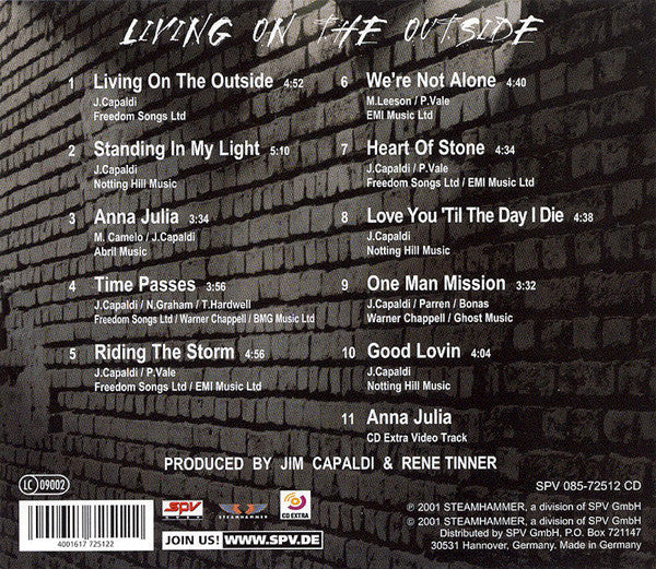 Jim Capaldi : Living On The Outside (CD, Album, Enh)