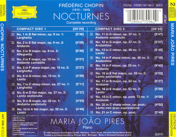 Chopin*, Maria João Pires* : The Nocturnes (2xCD, Album, 4D )