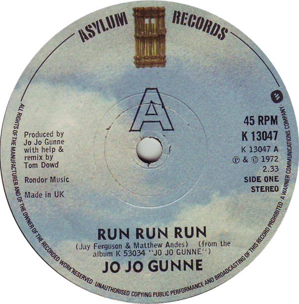 Jo Jo Gunne : Run Run Run / Shake That Fat (7", Single)