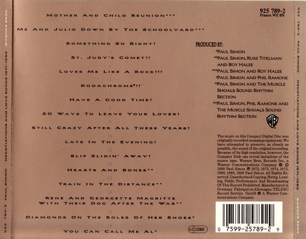 Paul Simon : Negotiations And Love Songs (1971-1986) (CD, Comp)