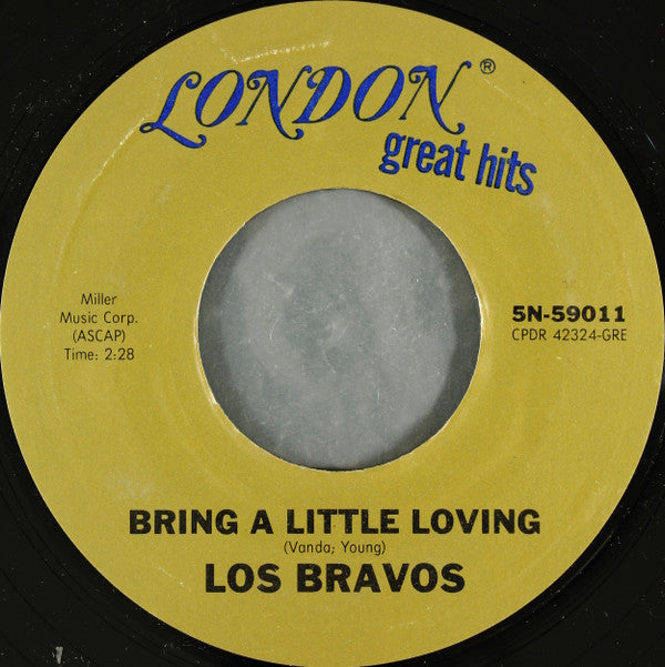 Los Bravos : Black Is Black / Bring A Little Loving (7", RE, Styrene, Ter)
