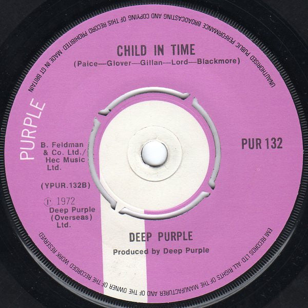 Deep Purple : Smoke On The Water / Woman From Tokyo / Child In Time (7", EP, 2nd)