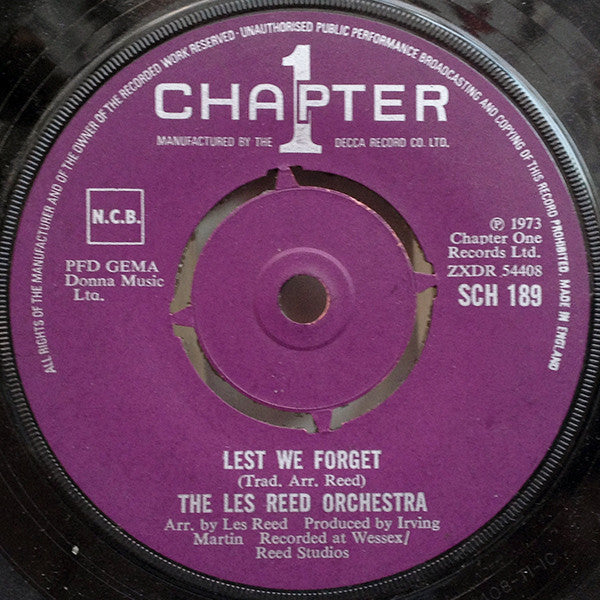 Les Reed And His Orchestra : Lest We Forget (7", Single)