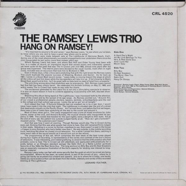 The Ramsey Lewis Trio : Hang On Ramsey! (LP, Mono)