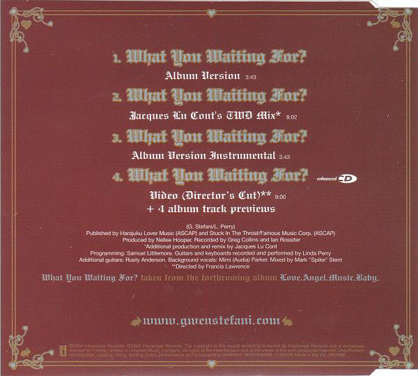 Gwen Stefani : What You Waiting For? (CD, Single, Enh)