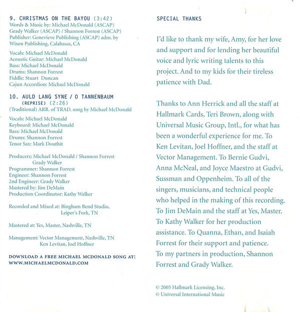 Michael McDonald : Through The Many Winters: A Christmas Album (CD, Album)