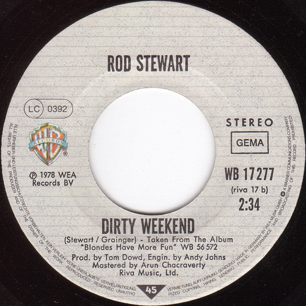 Rod Stewart : Da' Ya' Think I'm Sexy (7", Single)