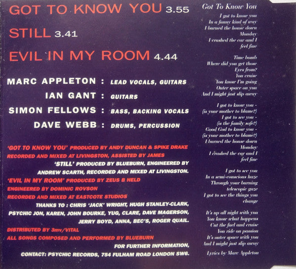 Burn (5) : Got To Know You (CD, Single)