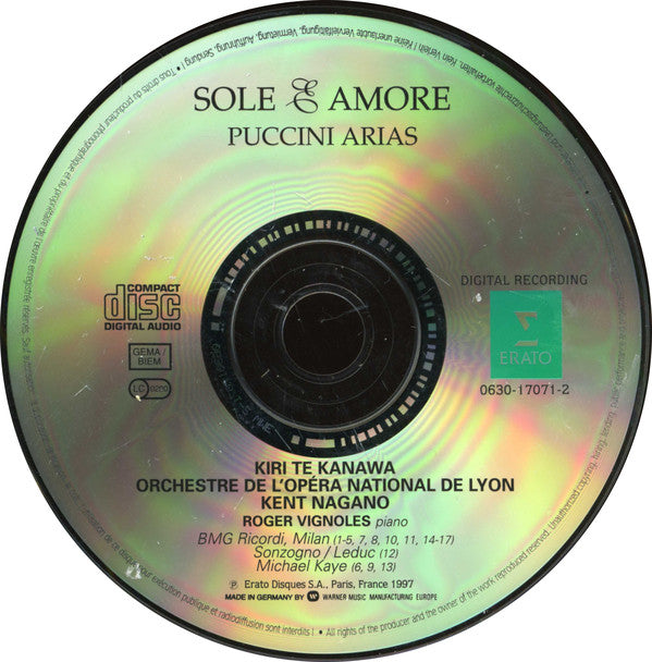 Kiri Te Kanawa : Sole & Amore: Puccini Arias (CD)