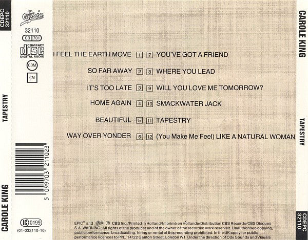 Carole King : Tapestry (CD, Album, RE)