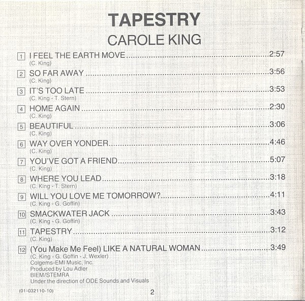 Carole King : Tapestry (CD, Album, RE)