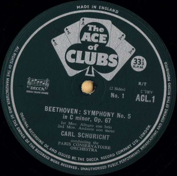Ludwig Van Beethoven - Orchestre De La Société Des Concerts Du Conservatoire, Carl Schuricht : Fifth Symphony (LP, Mono, RE, R/T)