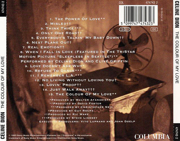 Celine Dion* : The Colour Of My Love (CD, Album, RE)