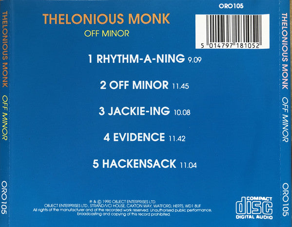 Thelonious Monk : Off Minor (CD, Comp)