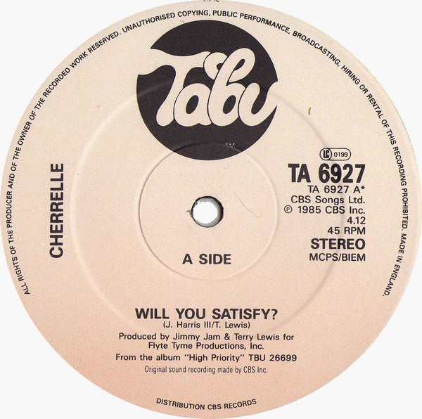 Cherrelle : Will You Satisfy? (12")