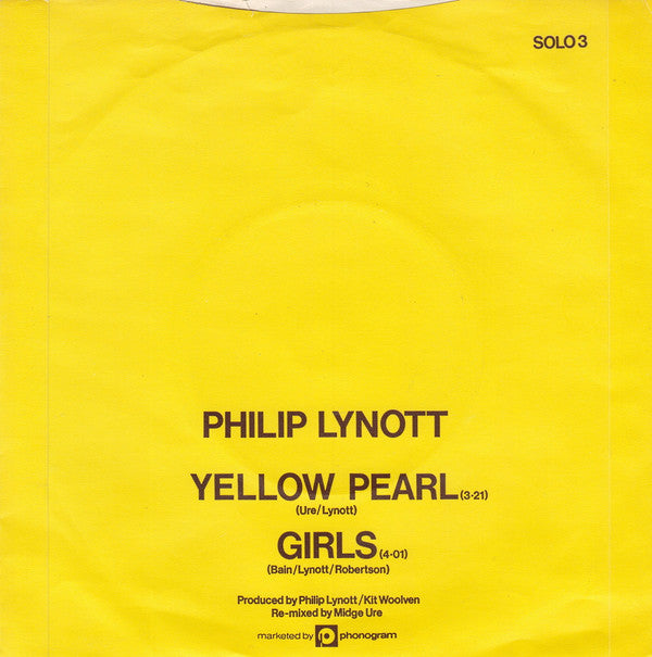 Philip Lynott* : Yellow Pearl (7", Single, Inj)