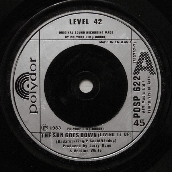 Level 42 : The Sun Goes Down (Living It Up) (7", Single, Sil)