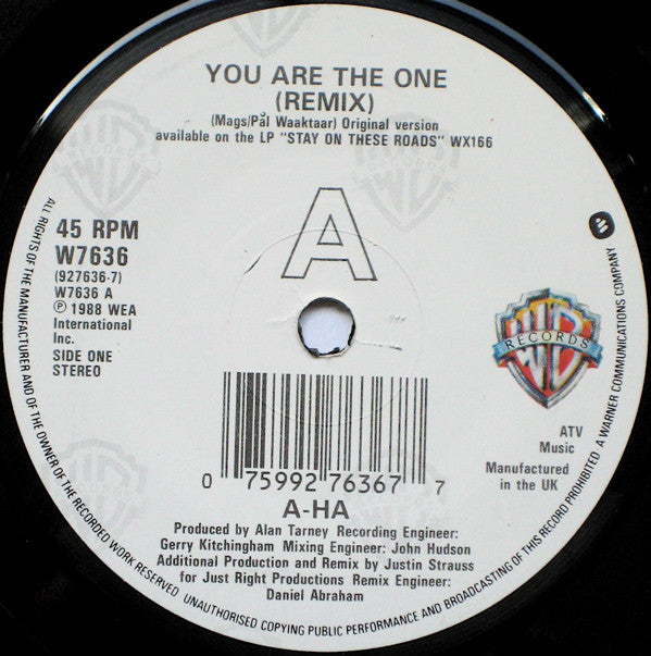 a-ha : You Are The One (Remix) (7", Single, Dam)