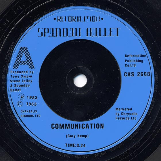 Spandau Ballet : Communication (7", Single, Blu)